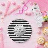 Black & White Stripes Silver Faux Folie Party Papieren Bordje (Feest)