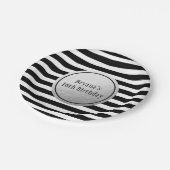 Black & White Stripes Silver Faux Folie Party Papieren Bordje (Gekanteld)