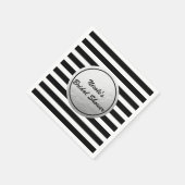 Black & White Stripes Silver Faux Folie Party Servetten (Hoek)