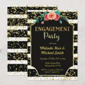 Black & White Stripes verlovingsfeest uitnodiging (Voorkant / Achterkant)