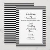 Black/White Stripes Wedding Jubileum Party Kaart (Voorkant / Achterkant)