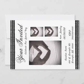 Black White Stripes Wedding-kaart Notitiekaartje