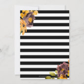 Black White Stripes Yellow Floral Graduation Party Kaart (Achterkant)