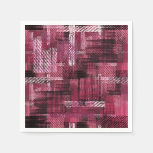 Black, white strokes and stripes on burgundy. servet (Voorkant)