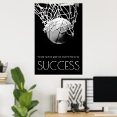 Black White Success Motivatie Basketball Trendy Poster (Thuiskantoor)