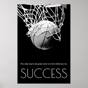 Black White Success Motivatie Basketball Trendy Poster