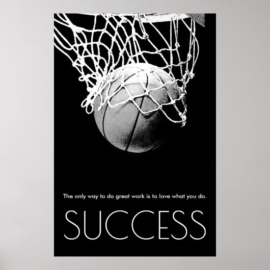 Black White Success Motivatie Basketball Trendy Poster (Voorkant)