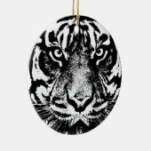 Black White Sumatran Borneo Tiger Eye Artwork Keramisch Ornament (Rechts)