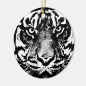 Black White Sumatran Borneo Tiger Eye Artwork Keramisch Ornament (Links)