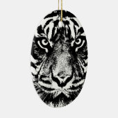 Black White Sumatran Borneo Tiger Eye Artwork Keramisch Ornament (Rechts)
