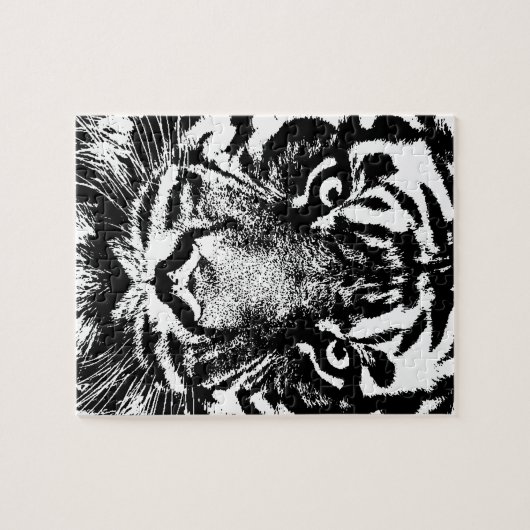 Black White Sumatran Borneo Tiger Eye Artwork Legpuzzel (Horizontaal)