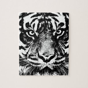 Black White Sumatran Borneo Tiger Eye Artwork Legpuzzel