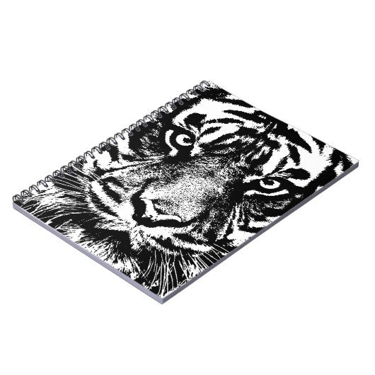 Black White Sumatran Borneo Tiger Eye Artwork Notitieboek (Linkerzijde)