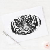 Black White Sumatran Borneo Tiger Eye Artwork Ovale Sticker (Envelop)