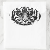 Black White Sumatran Borneo Tiger Eye Artwork Ovale Sticker (Tas)