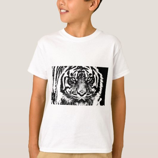 Black White Sumatran Borneo Tiger Eye Artwork T-shirt (Voorkant)