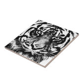 Black White Sumatran Borneo Tiger Eye Artwork Tegeltje (Zijkant)