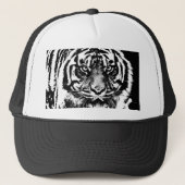 Black White Sumatran Borneo Tiger Eye Artwork Trucker Pet (Voorkant)