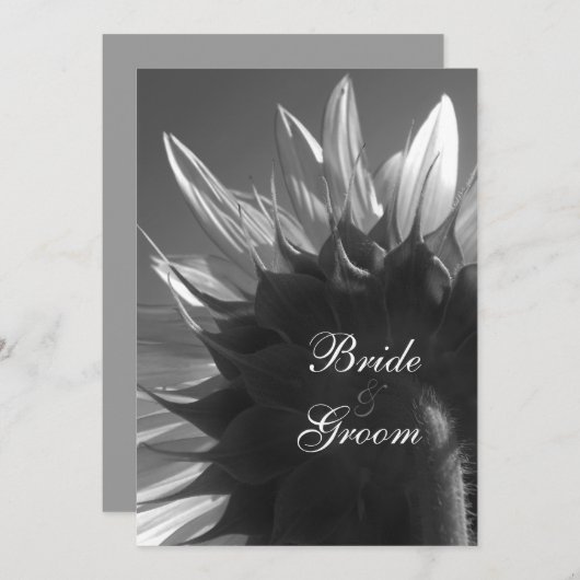 Black White Summer Garden Sunflower Wedding Kaart (Voorkant / Achterkant)