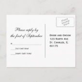 Black White Summer Garden Sunflower Wedding RSVP Uitnodiging Briefkaart (Achterkant)