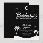 Black White Summer Night Beach Halloween Party Kaart (Voorkant / Achterkant)