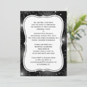 Black White Sunbursts Fireworks Reception Only Kaart (Staand voorkant)