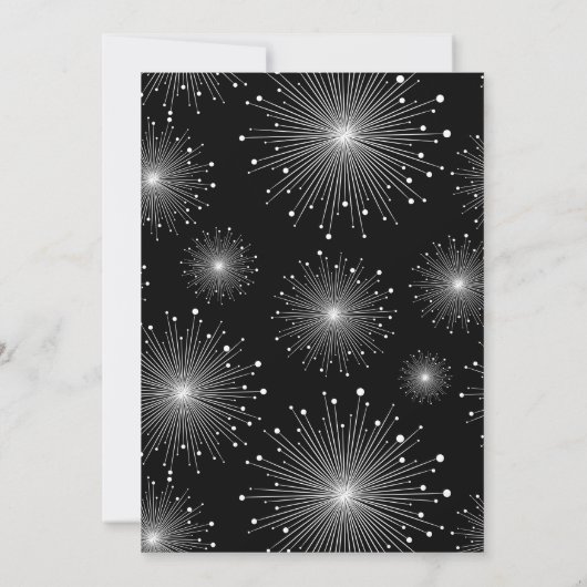 Black White Sunbursts Fireworks Reception Only Kaart (Achterkant)