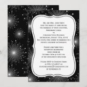 Black White Sunbursts Fireworks Reception Only Kaart (Voorkant / Achterkant)