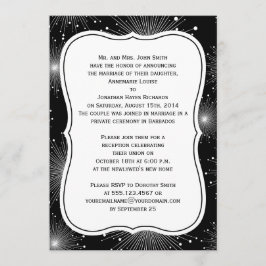 Black White Sunbursts Fireworks Reception Only Kaart