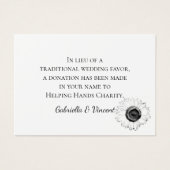 Black White Sunflower Wedding Charity Favor Kaart (Voorkant)