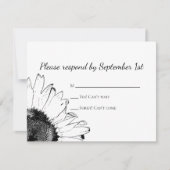 Black White Sunflower Wedding RSVP Response Kaart (Voorkant)