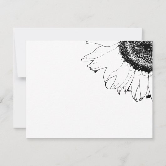 Black White Sunflower Wedding RSVP Response Kaart (Achterkant)