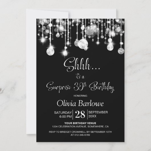 Black White Surprise 30ste verjaardagsfeestje Kaart (Voorkant)