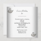 Black White Swan Elegant Birthday Party Kaart (Achterkant)