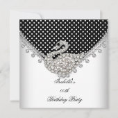 Black White Swan Elegant Birthday Party Kaart (Voorkant)