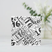 Black&White Sweet 16 Birthday Party Invitation Kaart (Staand voorkant)
