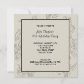 Black White Swirl 40e verjaardag uitnodiging (Achterkant)