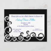Black & White Swirl Baby shower Uitnodiging (Voorkant)