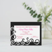 Black & White Swirl Baby shower Uitnodiging (Staand voorkant)