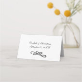 Black White Swirl Flourish Formal Traditional Plaatskaartje (Achterkant)