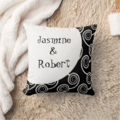 Black White Swirl Monogram Weddenschap Keepaspijp Kussen (Deken)