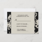 Black White Swirl Verjaardagsfeest SVP RSVP Kaartje (Achterkant)