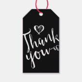 Black White Swirl Weddenschap Favor Dank je Label Cadeaulabel (Voorkant)