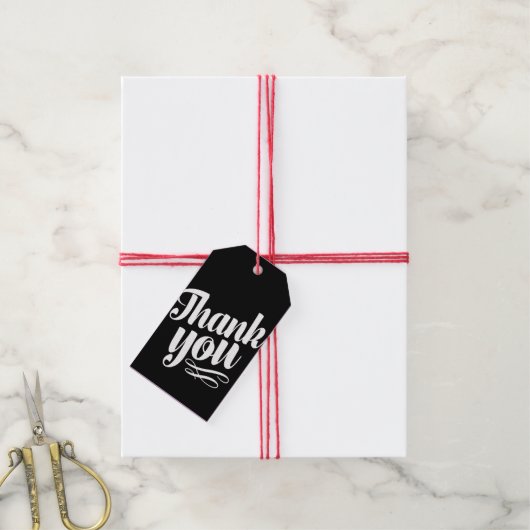 Black White Swirl Weddenschap Favor Dank je Label Cadeaulabel (Met Touw)