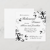 Black White Swirls Rehearsal Dinner Invitation Kaart (Voorkant / Achterkant)