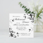 Black White Swirls Rehearsal Dinner Invitation Kaart (Staand voorkant)