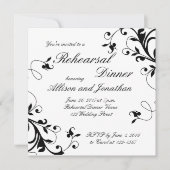 Black White Swirls Rehearsal Dinner Invitation Kaart (Voorkant)