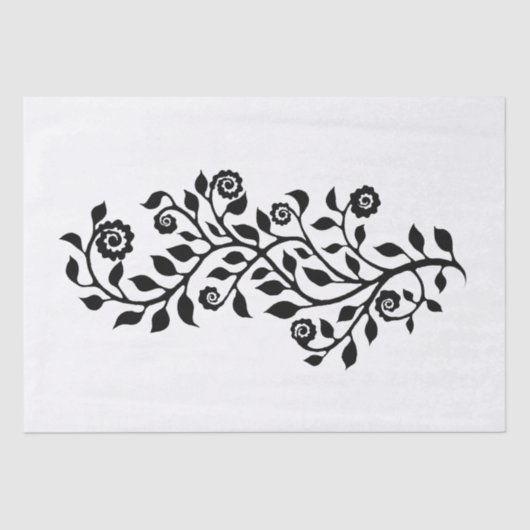 Black & White Swirly Floral Ornament Nice Simple Tissuepapier (Voorkant)