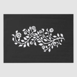 Black & White Swirly Floral Ornament Nice Simple Tissuepapier