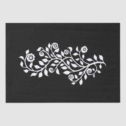 Black & White Swirly Floral Ornament Nice Simple Tissuepapier (Voorkant)